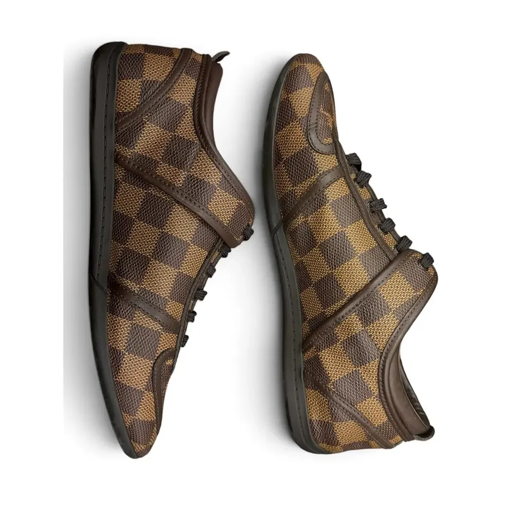 Louis Vuitton Women’s US 4.5/5 Damier Ebene Leather Canvas Low-Top Sneakers